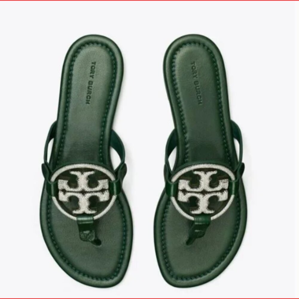 Limited Edition Our Cult Favorite Embellishment Leather Flat Thong Sandals - Picture 10 of 12
